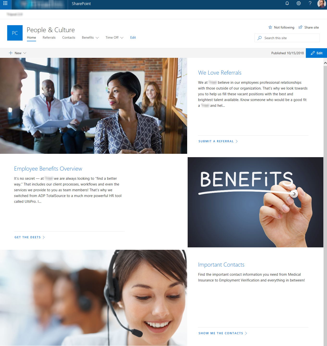 HR Department Landing Page